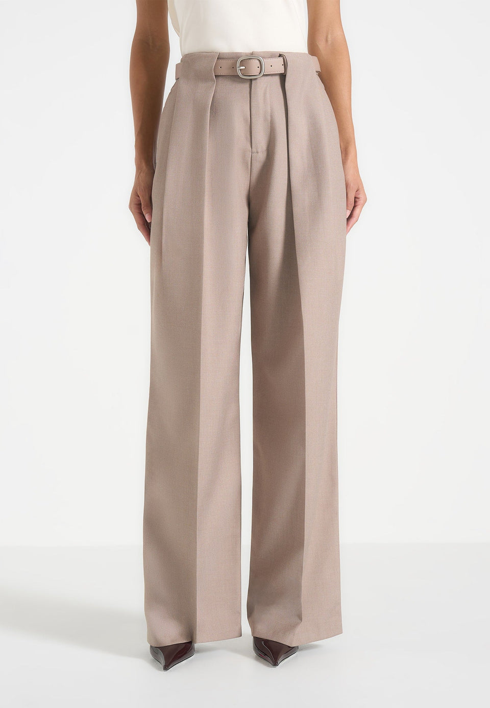 Jodie Pleated Trousers - Taupe