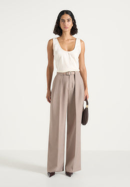 Jodie Pleated Trousers - Taupe