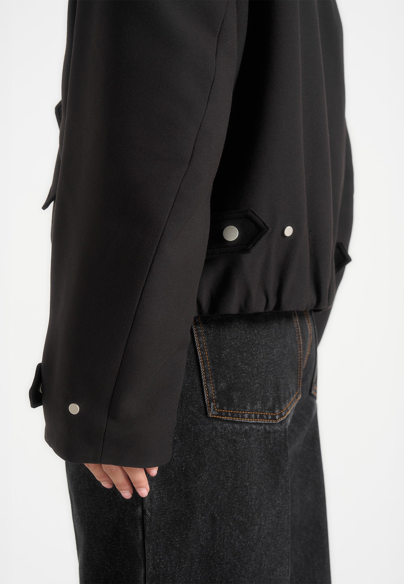 Cameron - Unisex Oversized Tailored Wool-Blend Bomber Jacket - Black