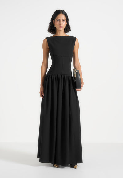 paige-boat-neck-corset-dress-black