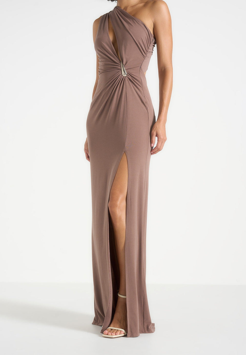 Vanessa Asymmetric Maxi Dress - Taupe