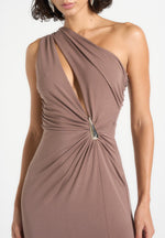 Vanessa Asymmetric Maxi Dress - Taupe