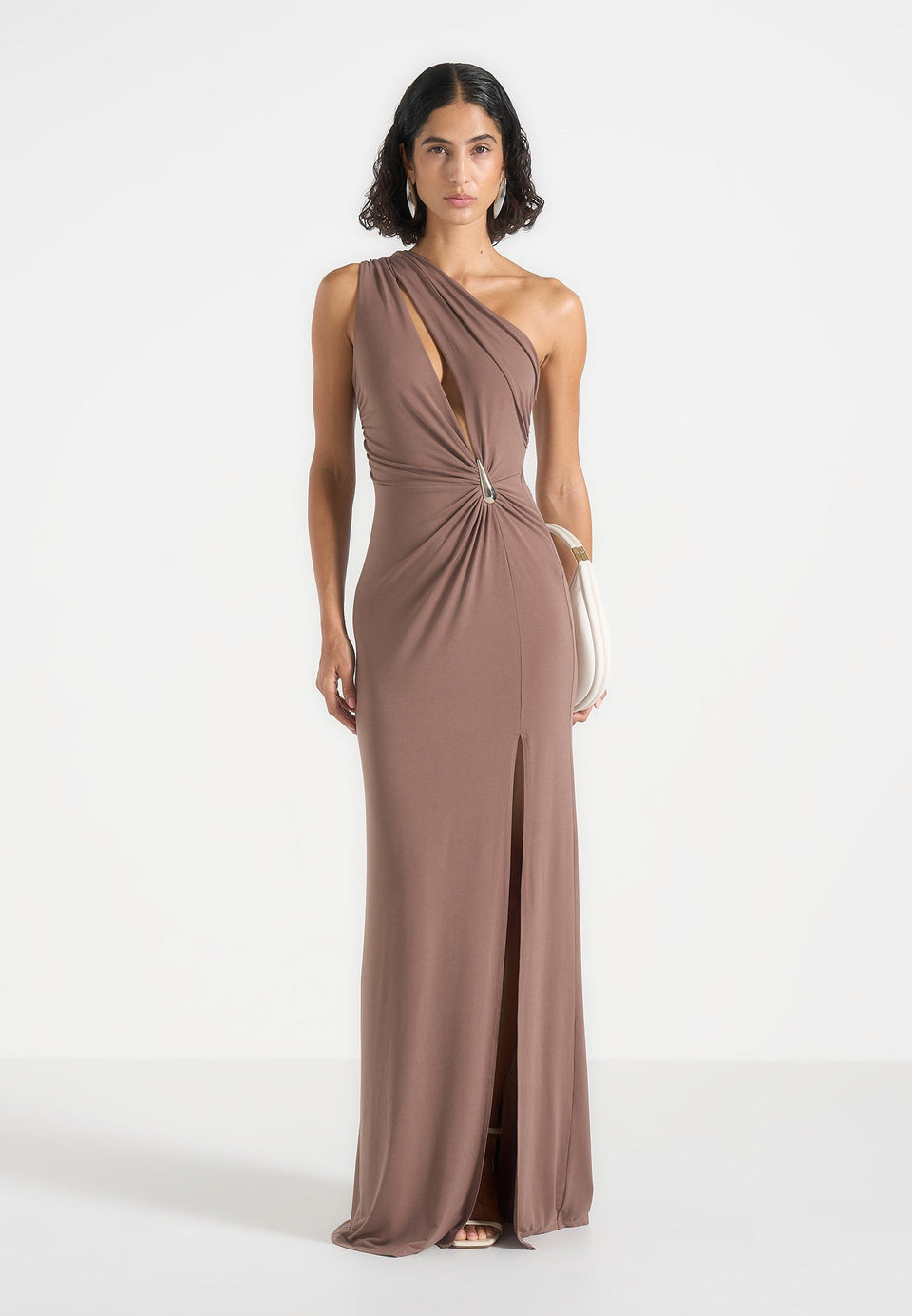 Vanessa Asymmetric Maxi Dress - Taupe