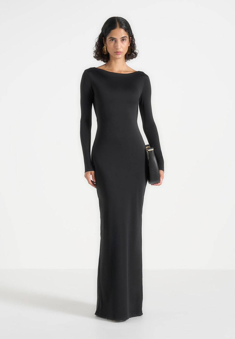 Tilly - Open Back Chain Detail Maxi Dress - Black