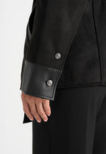 Annika - Suede Belted Utility Jacket - Black