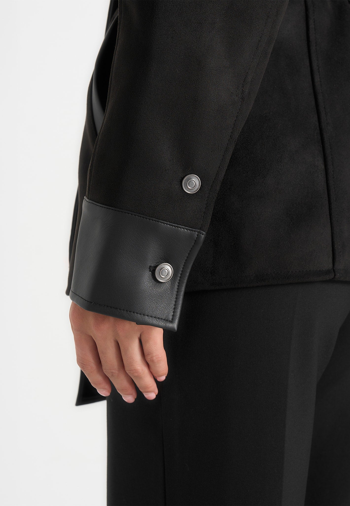 Annika - Suede Belted Utility Jacket - Black