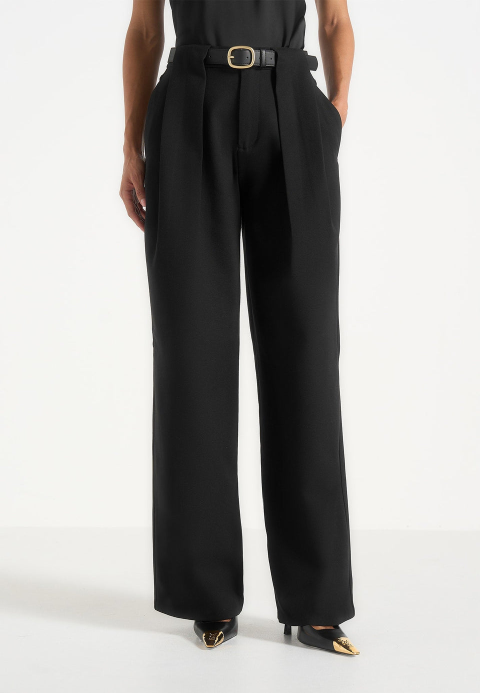 Jodie Pleated Trousers - Black