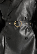 Whitney - Oversized Blazer Jacket With/ Belt - Black