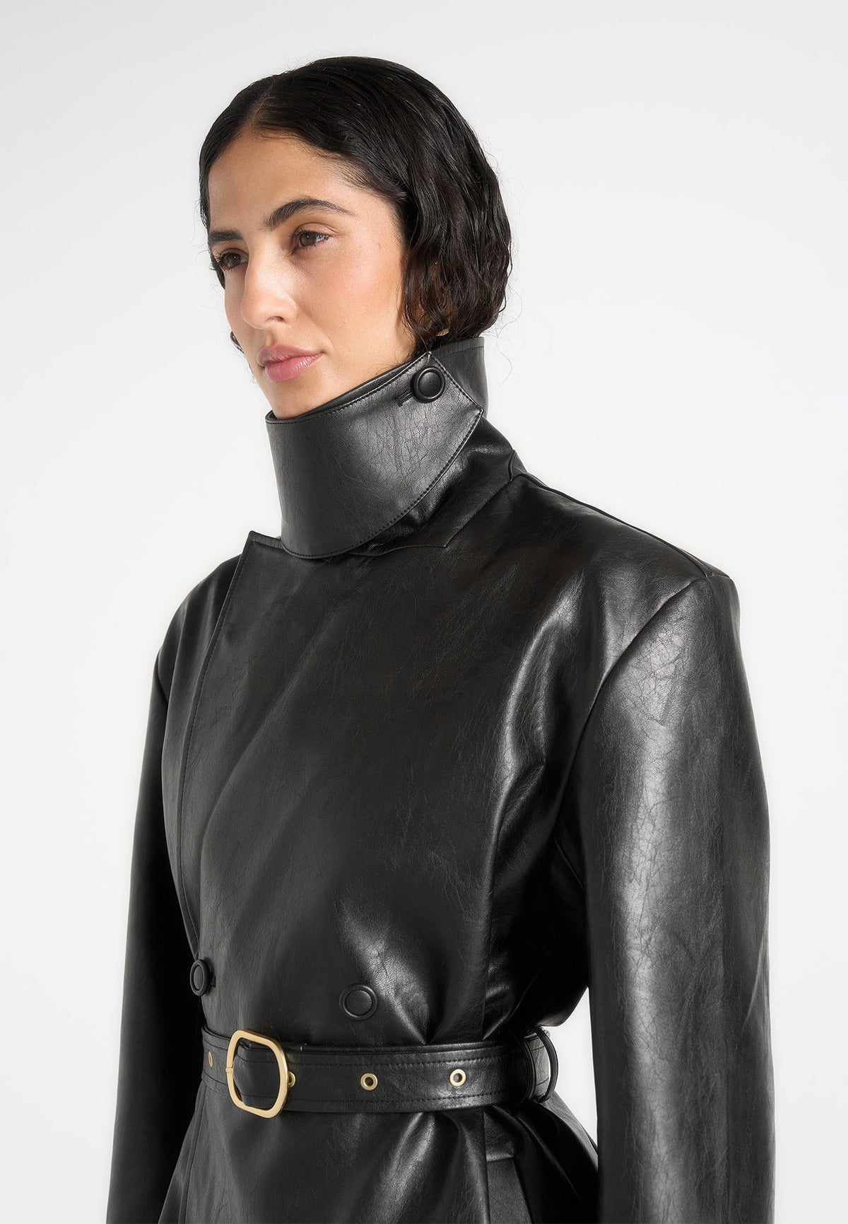 Whitney - Oversized Blazer Jacket With/ Belt - Black