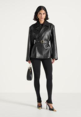 Whitney - Oversized Blazer Jacket With/ Belt - Black