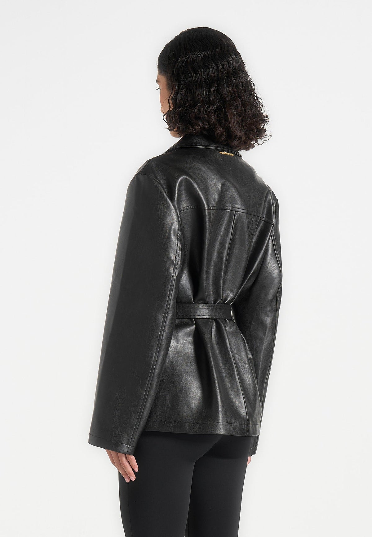 Whitney - Oversized Blazer Jacket With/ Belt - Black