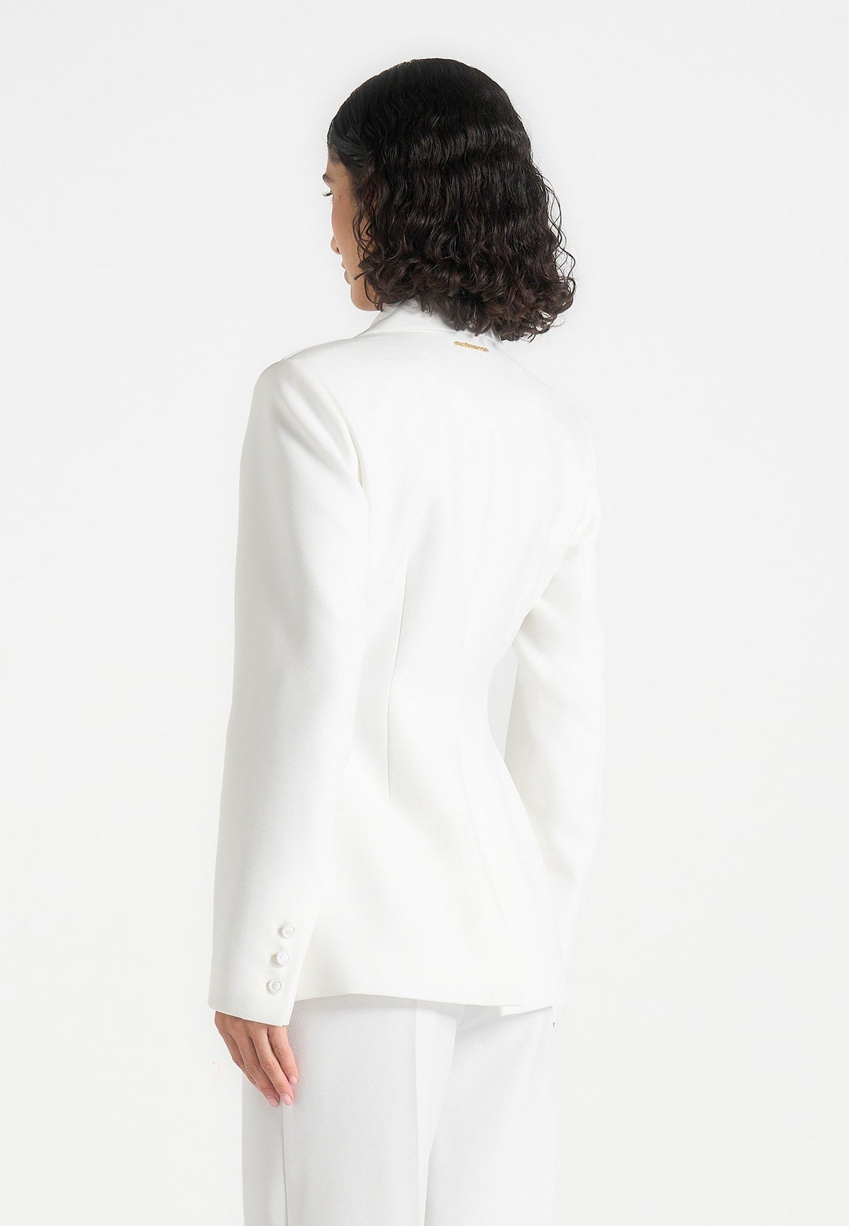 Maia Contrast Satin Blazer - White