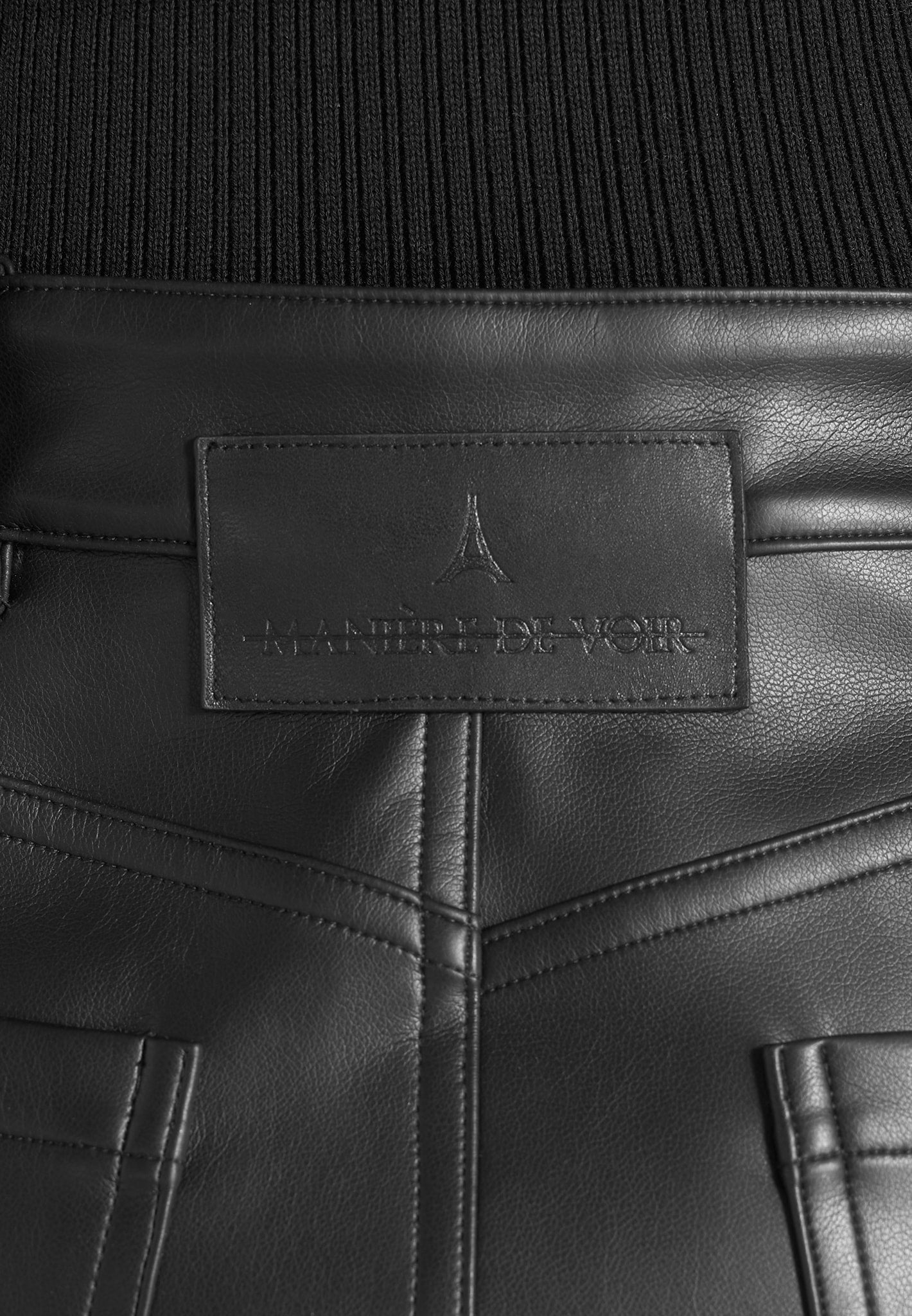 Astrid - Wrapover Wide Leg Leather Trousers - Black