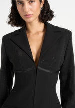 Estelle - Rhinestone Corset Blazer Dress - Black