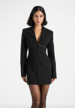Estelle - Rhinestone Corset Blazer Dress - Black