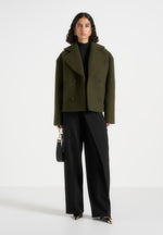 Mika - Unisex Double Breasted Wool Jacket - Olive