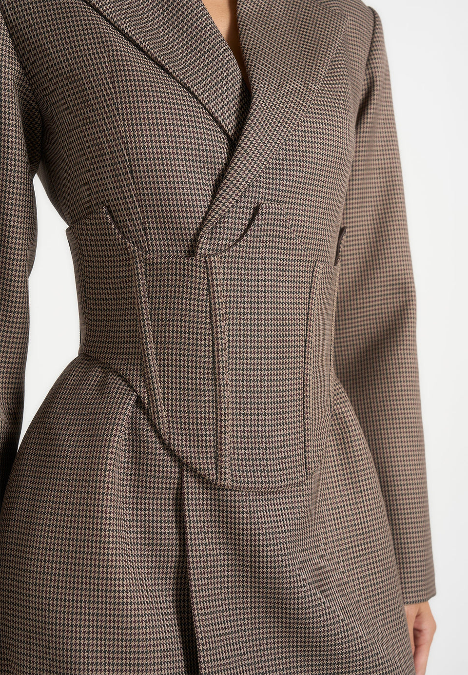 Lacey Corset Blazer Dress - Brown