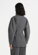 Greer - Wool-Blend Balloon Sleeve Double Breasted Blazer - Grey