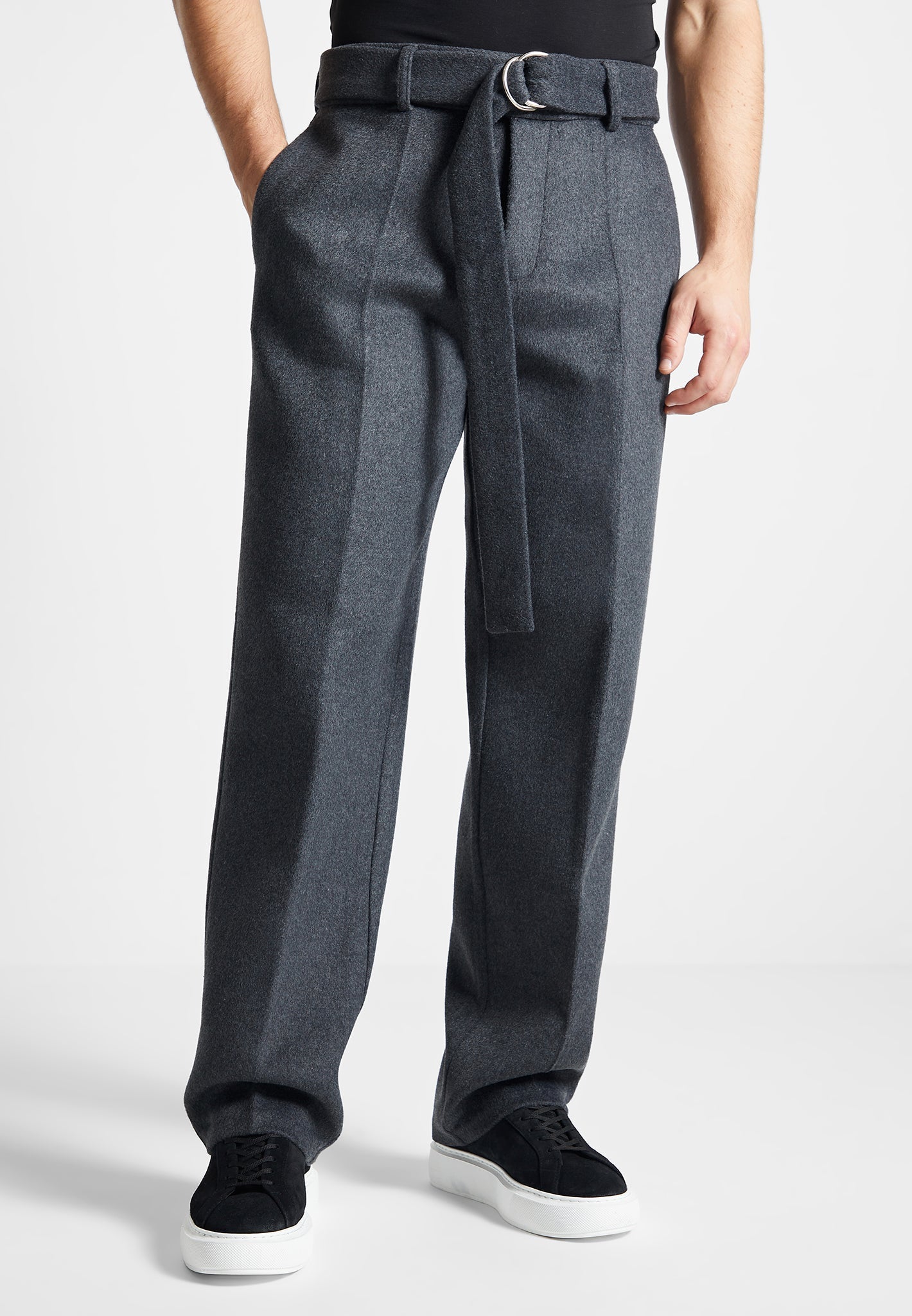 Camel | Slim Leg Wool Blend Trouser | Pure Collection
