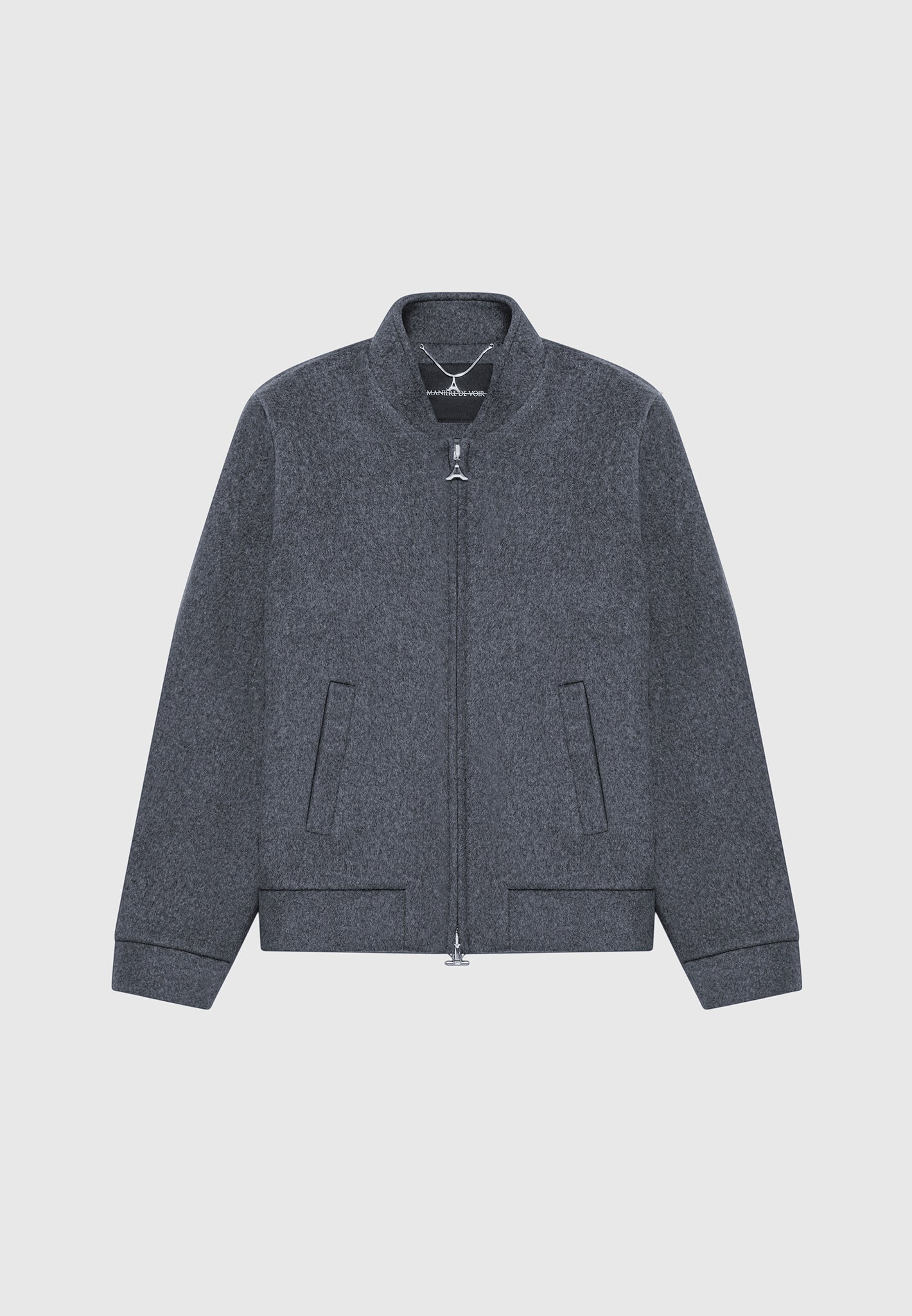 Wool Blend Marl Bomber Jacket - Charcoal Grey