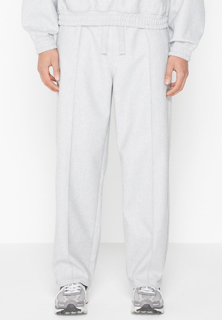 Wool Blend Pintuck Joggers - Light Grey