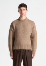 art-slogan-brushed-wool-knit-jumper-beige