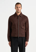 Vince - Suede Contrast Stitch Jacket - Brown