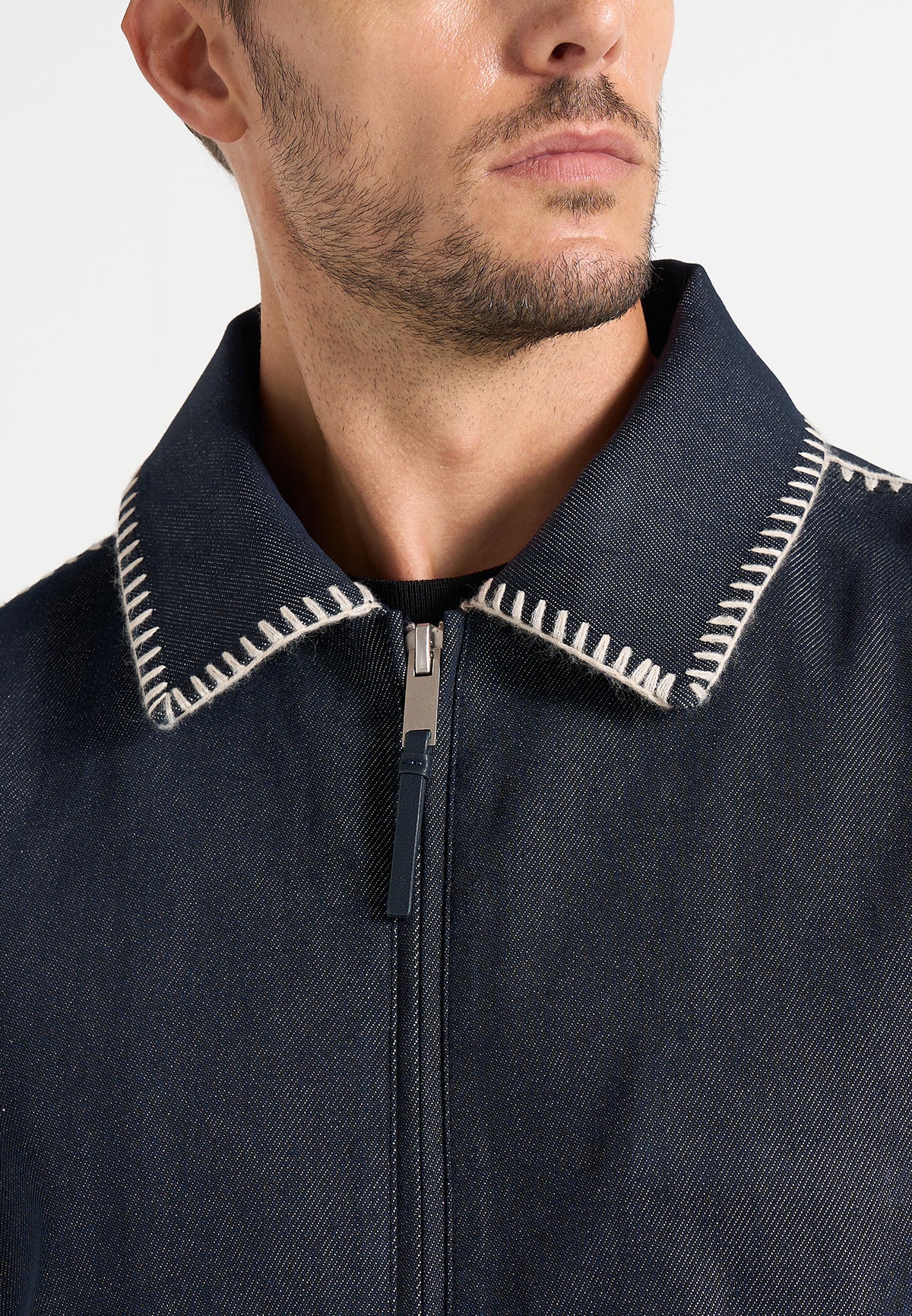 Alex - Whipstitch Boxy Denim Jacket - Indigo
