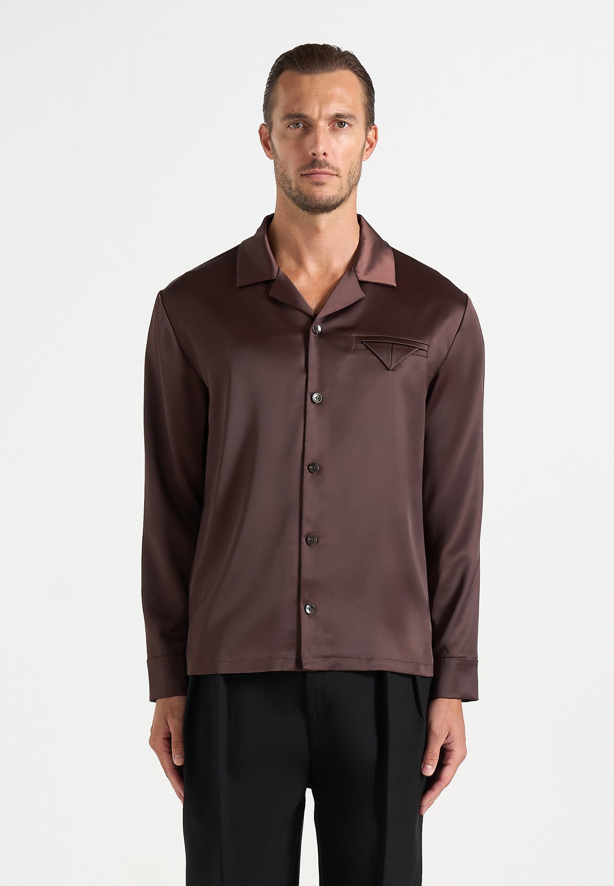 Constant - Satin Overshirt - Brown