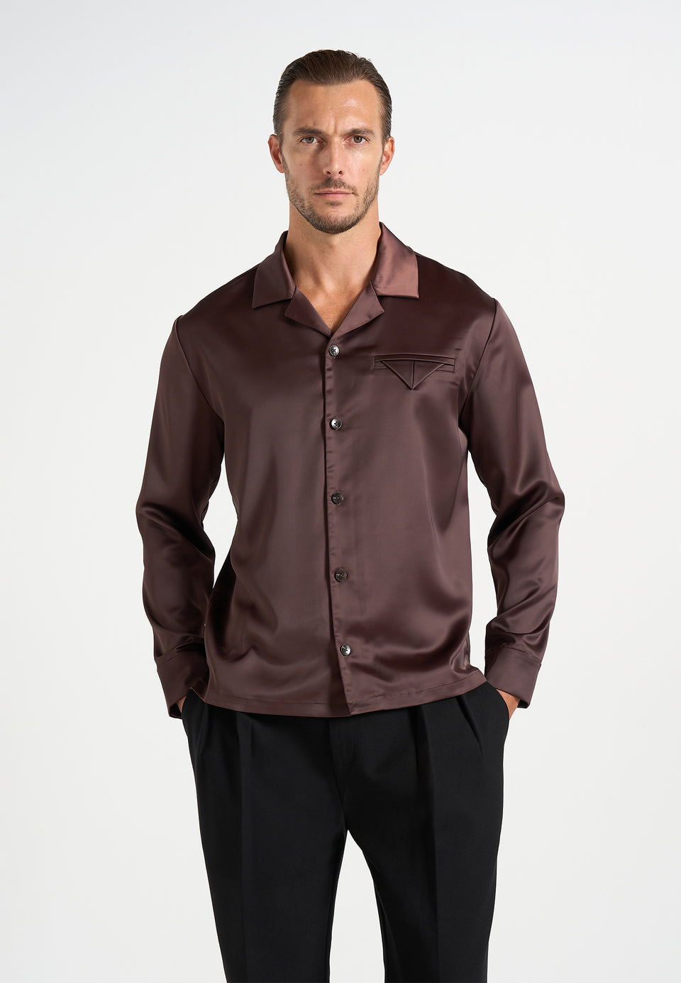 Constant - Satin Overshirt - Brown