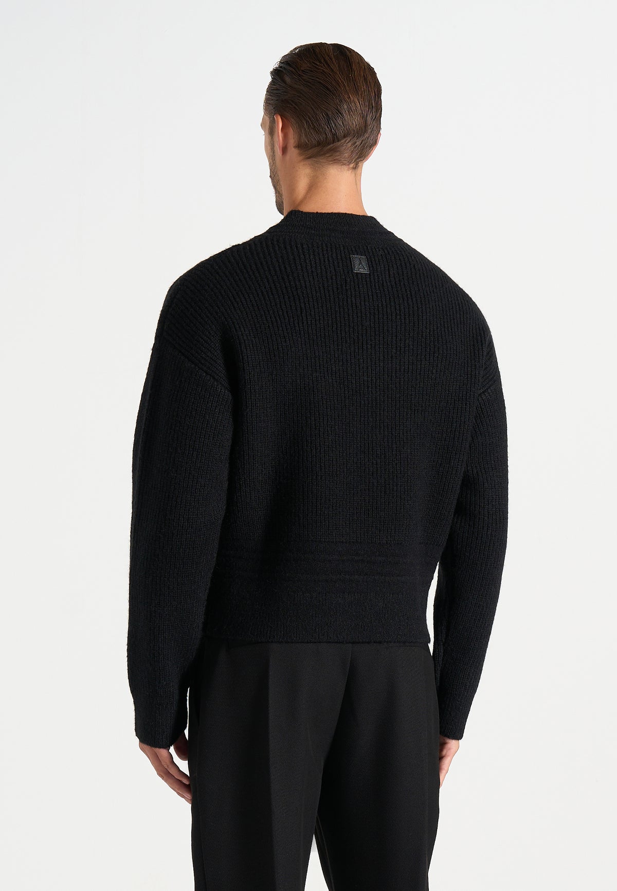 Remi - Signature Ribbed Wool-Blend V-Neck Jumper - Black