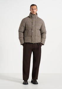 Tate - Check Wool Puffer Jacket - Brown
