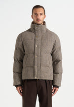 Tate - Check Wool Puffer Jacket - Brown