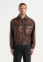 Louka - Vintage Leather Bomber Jacket - Brown