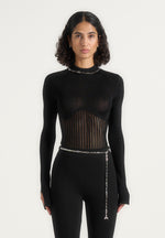 Isabeau - Contour Knit Bodysuit with Chain - Black