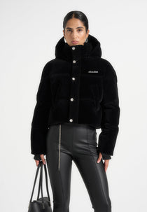 Maeva - Velvet Signature Cropped Puffer Jacket - Black