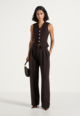 Christine - Tailored Cinched Waistcoat - Brown
