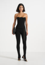 Karima - Ottoman Bandage Knit Corset Top - Black