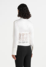 Ethel - Satin Shirt With Lace Corset Panel - Ivory
