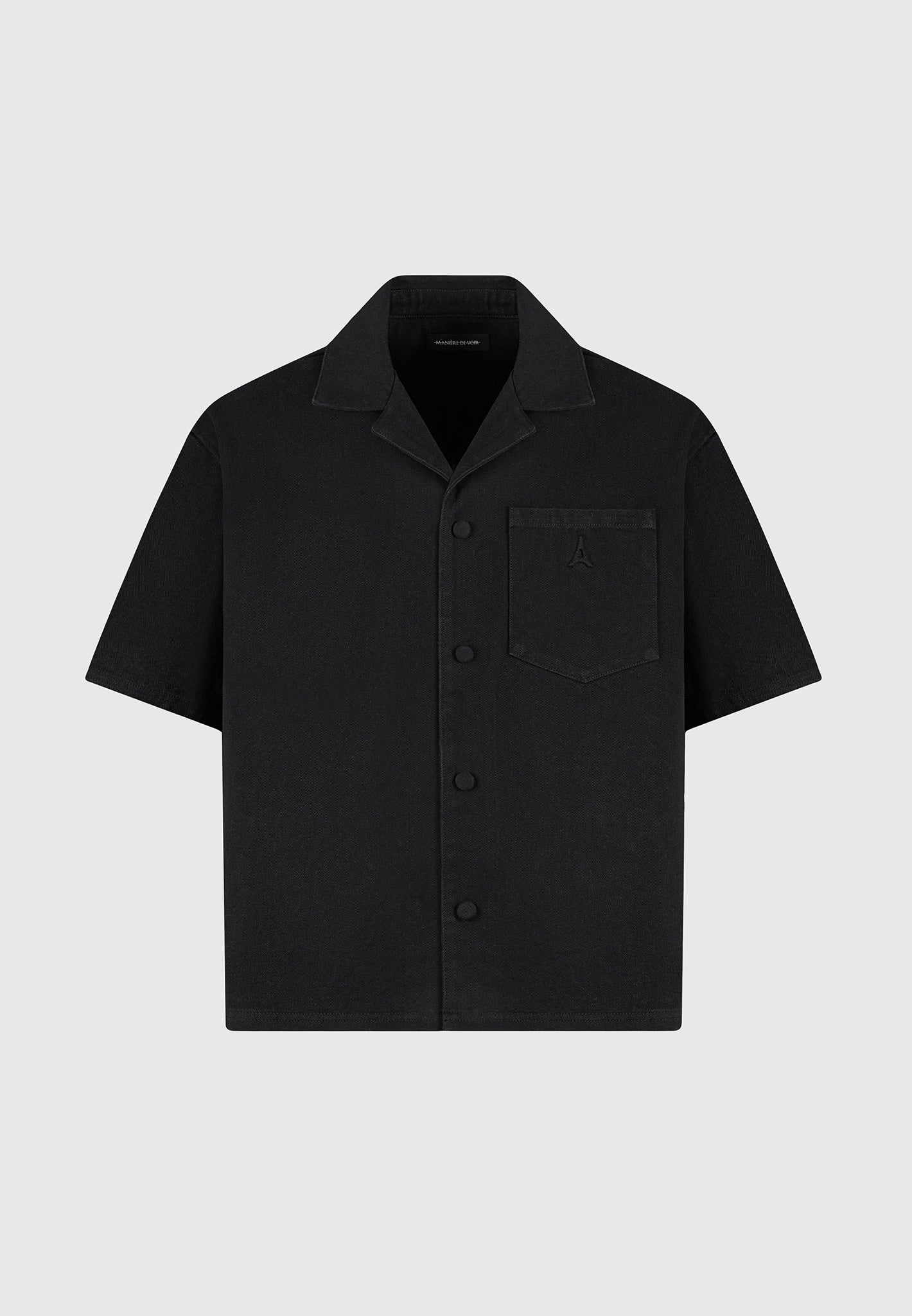Boxy Denim Revere Shirt - Black
