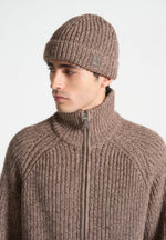 Aryel - Speckled Wool Beanie Hat - Taupe