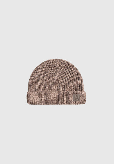 Aryel - Speckled Wool Beanie Hat - Taupe