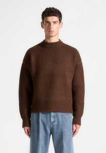 Brushed Wool Knit Jumper - Brown