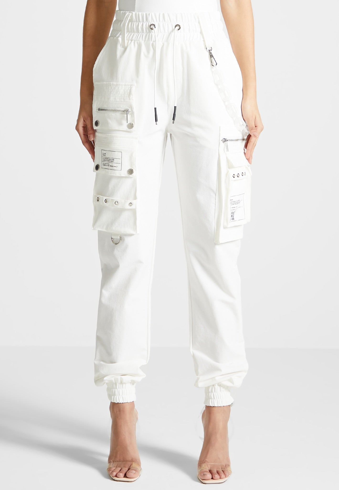 Cargo Pants with Frosted Chain - Off White