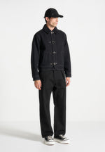 clasp-detail-contrast-stitch-gabardine-jacket-black