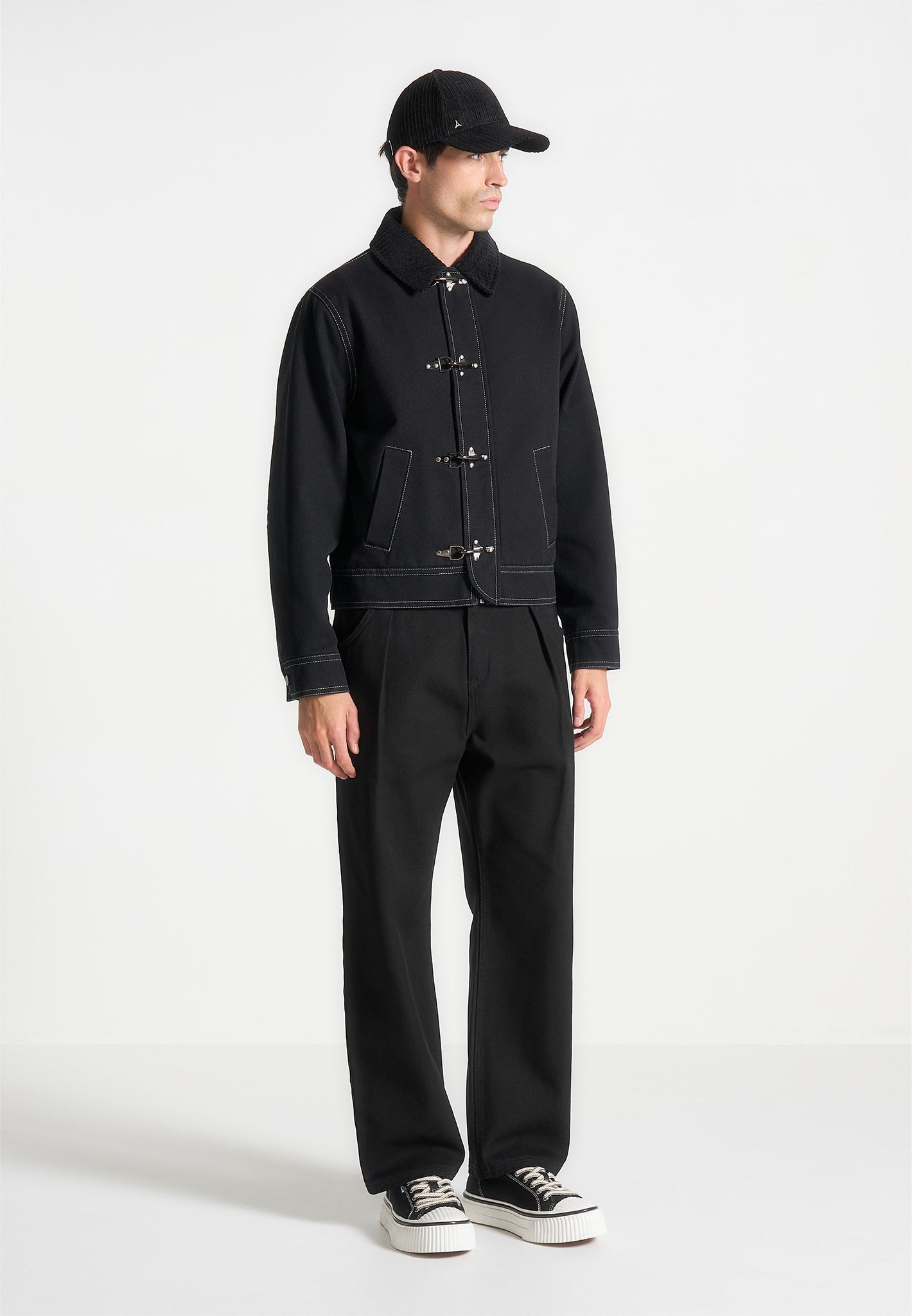 nino-clasp-detail-contrast-stitch-gabardine-jacket-black