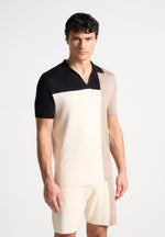 colour-block-knit-revere-polo-top-black-beige