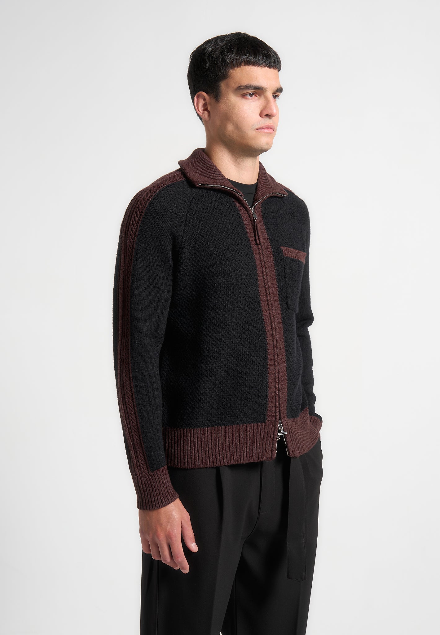 colour-block-zip-through-cardigan-black