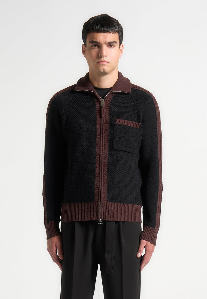 colour-block-zip-through-cardigan-black