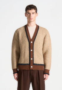 Elon - Wool Knit Contrast Cardigan - Taupe